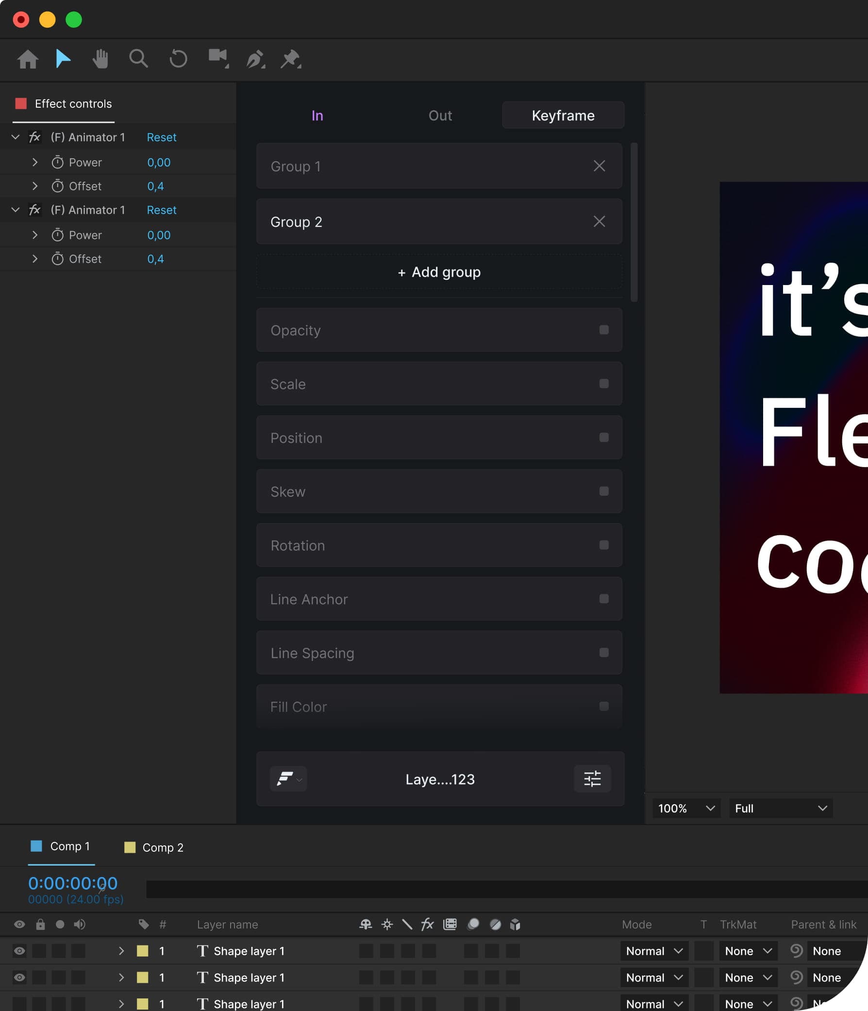 Flexile After Effects Interface